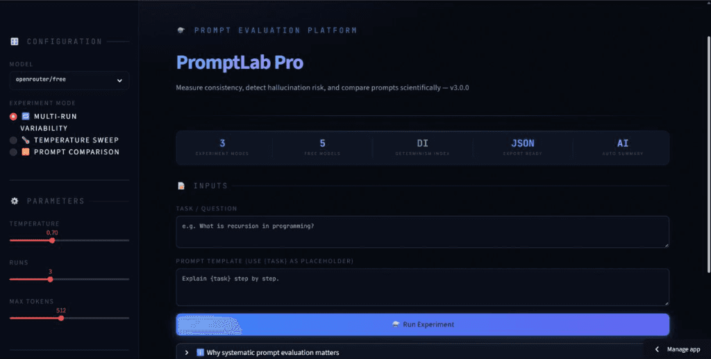 PromptLab Pro UI Interface
